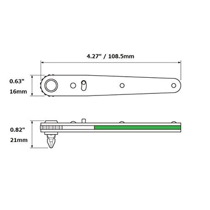 ANEX Ultra Low Profile Offset Ratcheting Screwdriver 90 Degree Angled For Tight Area (Magnetic 5 Bits Set) Straight Flathead, Green - color: Green (5 Bits)