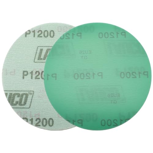 Premium 6" Hook and Loop Sanding Discs (Box of 50) - Hook and Loop Backing Discs for DA Orbital Sanders - Automotive Sanding Wood Furniture Finishing (GRIT-1200) 25945 - size: GRIT-1200
