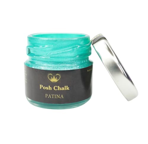 Posh Chalk PC0403 Aqua Patina - Primary Green 30ml - Water-Based Gilding Wax - Bright, Vibrant, Shiny - DIY Craft Upcycling Furniture - Thick Gooey – Artisan Quality - color: Primary Green