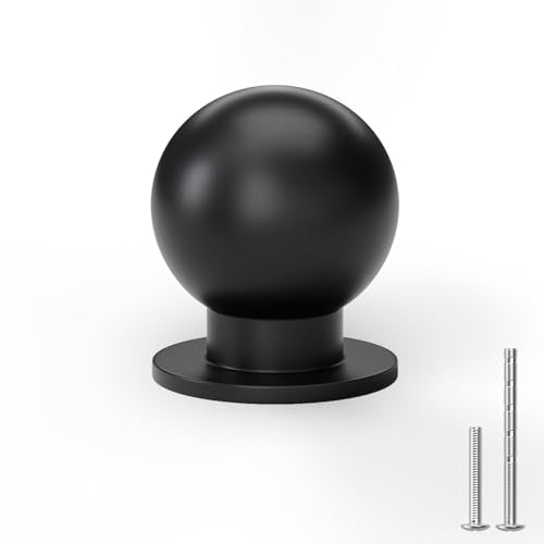 homdiy 10 Pack Matte Black Cabinet Knobs, Round Single Hole Dresser Konbs - size: Single Hole Centers