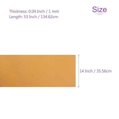 DMiotech 1 Pack 14 Inch x 53 Inch Faux Leather Sheet Furniture Cover Soft Grain Brown PU Leather Roll for Handmade DIY Craft Projects - color: Brown