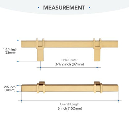 HOME EDIT 25 Pack 3-1/2 inch Cabinet Handles, Kitchen Cabinet Handles Gold Drawer Pulls Zinc Alloy Square Bar Kitchen Pulls - color: Gold, size: 3-1/2 Inch Hole Center