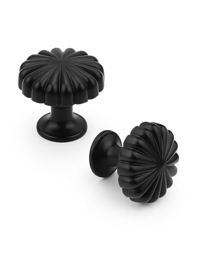 Mengico Single Hole Matte Black Zinc Alloy Cabinet Knobs 10 Pack - Drawer Pulls for Dresser, Kitchen & Bathroom Hardware - color: Black, size: Single Knob