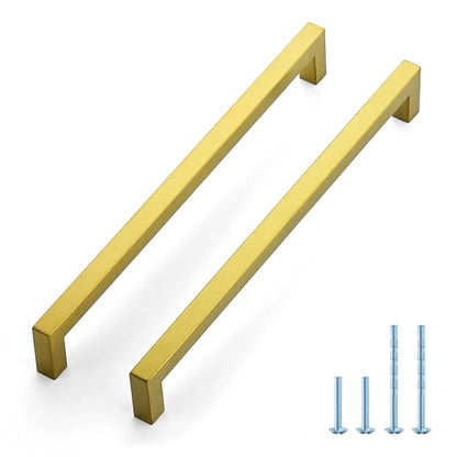 JOY DECOR Gold Cabinet Handles Square Cabinet Pulls, 10 Inch CC, 10 Pack - size: 10 Inch Hole Center