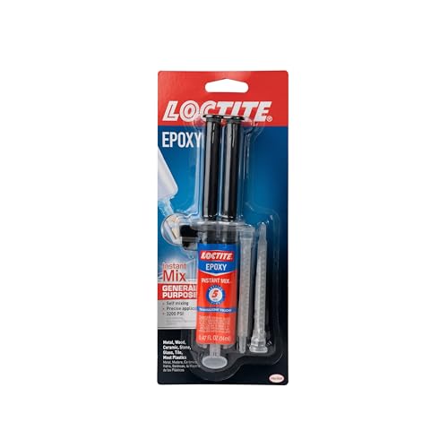 Loctite Epoxy Instant Mix, Translucent Yellow 5 Minutes, 0.47 fl oz Syringe, Pack of 2 - size: 0.47 fl oz (2 Pack), style: Syringe