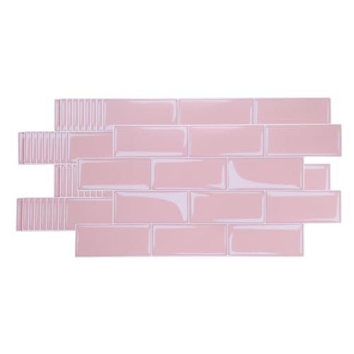 HARFINGTON Peel and Stick Backsplash Tiles 9.4"x4.7" Pink, 10Pcs - color: Pink