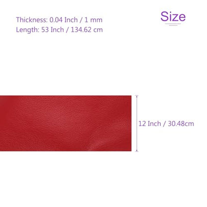 DMiotech 1 Pack 12 Inch x 53 Inch Faux Leather Sheet Furniture Cover Fabric Skin Red PU Leather Roll for Handmade DIY Craft Projects - color: Red, size: 12 Inch x 53 Inch