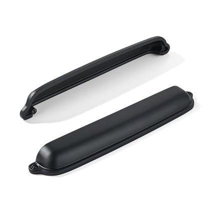 khtumeware 10 Pack Matte Black Cup Pulls 7 Inch Center to Center - Cabinet & Drawer Handles for Kitchen Hardware - color: Matte Black, size: 7"(178mm) Hole Center