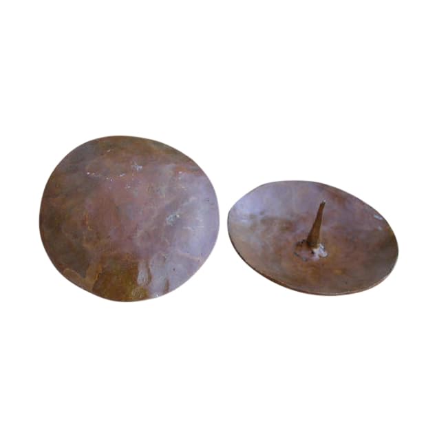 Hand-Forged Iron Round Flat Clavos - 3" Diameter Head - Oxidized/Rust Finish - Sold Individually - size: 3 Inch