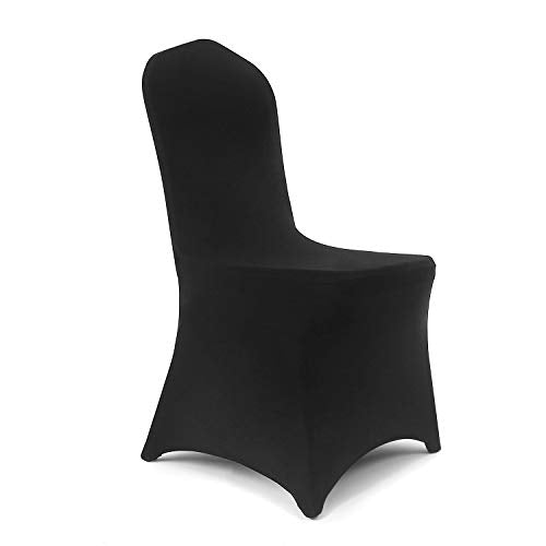Peomeise 12pcs Stretch Spandex Chair Cover for Wedding Party Dining Banquet Event (Black, 12) - color: Black, size: 12PCS
