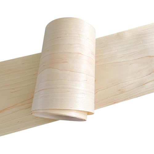 Natural Wood Veneer, Thin Veneer Sheets, Furniture/Boxes/Wooden Crafts Production and Renovation, Handmade DIY (Maple) - color: Maple / 8″ x 95″