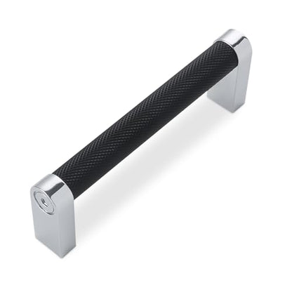 10 Pack 3-3/4 Inch(96mm) Matte Black and Polished Chrome Kitchen Cabinet Handles Knurled Cabinet Pulls Black Drawer Pulls Kitchen Hardware - color: Black And Polished Chrome, size: 3.75'' Hole Center(96mm)
