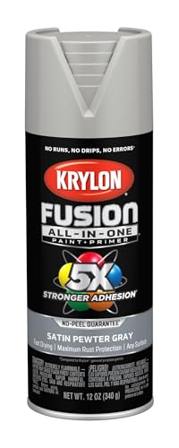 Krylon Fusion All-In-One Satin Spray Paint & Primer, Pewter Gray - 1 Each - color: Pewter Gray, size: 1 Count (Pack of 1), style: Satin