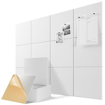 6 Pack Self-Adhesive Sound Proof Foam Panels for Walls 12"x12"x0.4" Fabric - color: White, size: Basic 6-Pack