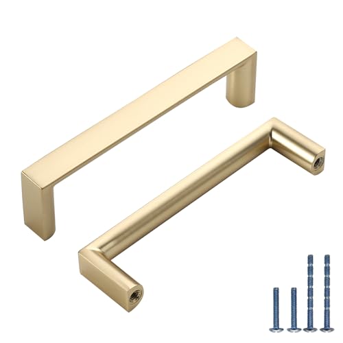 10 Pack 3.75 Inch(96mm) Kitchen Cabinet Handles Brushed Gold Cabinet Pulls Kitchen Cabinet Hardware Drawer Pulls for Dresser Cupboard Wardrobe - color: Brushed Gold, size: 3.75"/96MM Hole Center, style: 10 Pack