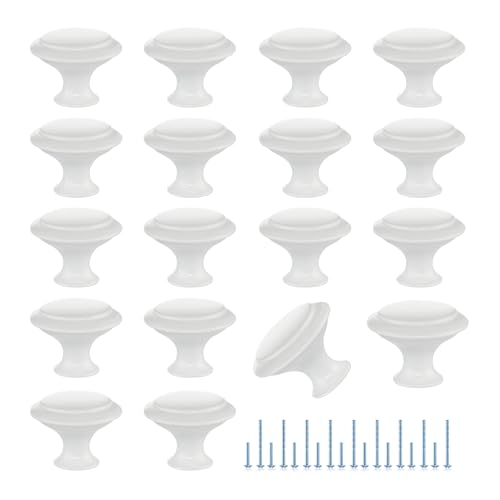 JOY DECOR White Cabinet Drawer Hardware,30mm Kitchen Cabinet Knobs,18 Pack - color: White