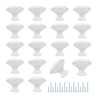 JOY DECOR White Cabinet Drawer Hardware,30mm Kitchen Cabinet Knobs,18 Pack - color: White