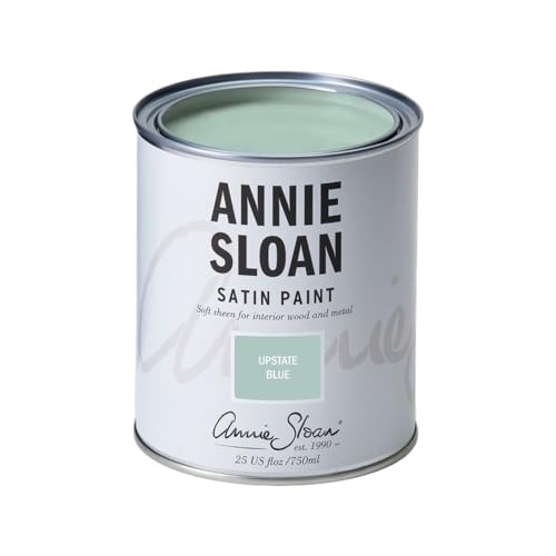 Annie Sloan Satin Paint (Upstate Blue, 25 Fl Oz /750 mL). Soft sheen for interior wood and metal. Self-leveling, all-in-one paint with no wax or lacquer required. - color: Upstate Blue