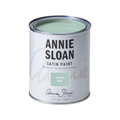 Annie Sloan Satin Paint (Upstate Blue, 25 Fl Oz /750 mL). Soft sheen for interior wood and metal. Self-leveling, all-in-one paint with no wax or lacquer required. - color: Upstate Blue