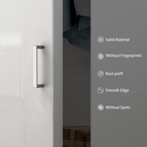 6 Pack 3 Inch Brushed Nickel Cabinet Pulls, Kitchen Hardware - color: Brushed Satin Nickel, size: 3"/76MM Hole Center, style: 6 Pack