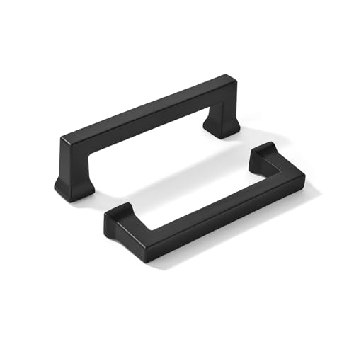 khtumeware 10 Pack 3-1/4inch(82mm) Hole Center Black Cabinet Pulls Heavy-Duty Solid Matte Black Cabinet Hardware Pulls for Kitchens, bathrooms and Dresser Handle - color: Black, size: 3-1/4inch(82mm) hole center