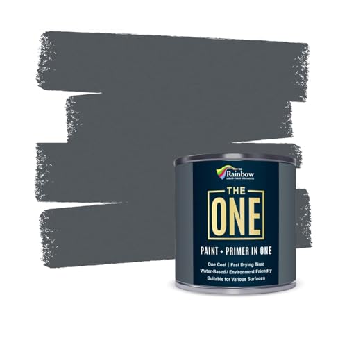 THE ONE Paint - Satin Finish - Multi Surface Paint 250ml Sample (Dark Grey) - color: Dark Grey, size: 8.5 Fl Oz (Pack of 1)