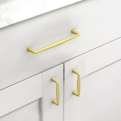 Asidrama Brushed Gold Cabinet Pulls Solid Handles,5 Inch,10 Pack - color: Brushed Gold, size: 5" Hole Center(128mm)