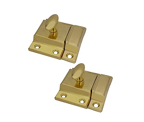 QCAA Oval Turn Cabinet Latch, for Cupboard & Other Furniture, Small, Brass Plated, Made in Taiwan, 2 Pack - color: Brass Plated, size: 2pack-small