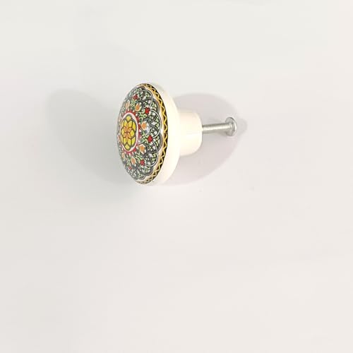 HUAMULAN Ceramic Knobs Boho Cabinet Pulls Drawer Door Handles 15 Pack - color: Dark Grey Floral