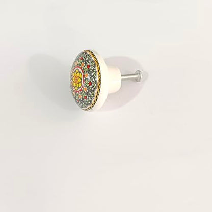 HUAMULAN Ceramic Knobs Boho Cabinet Pulls Drawer Door Handles 15 Pack - color: Dark Grey Floral