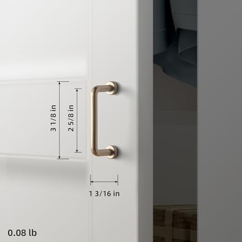 Goo-Ki 6 Pack 2 1/2" Center to Center Champagne Bronze Modern Cabinet Pulls Solid Contemporary Home Improvement Hardware Drawer Pulls Zinc Alloy Kitchen Handles - color: Champagne Bronze, size: 2 1/2'' Center to Center