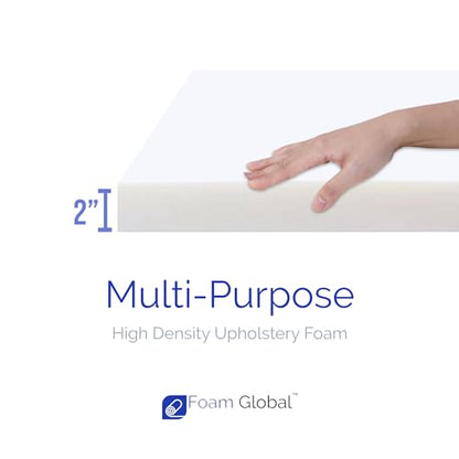 High Density Upholstery Foam, 2"x24"x72" - size: 2"x24"x72"