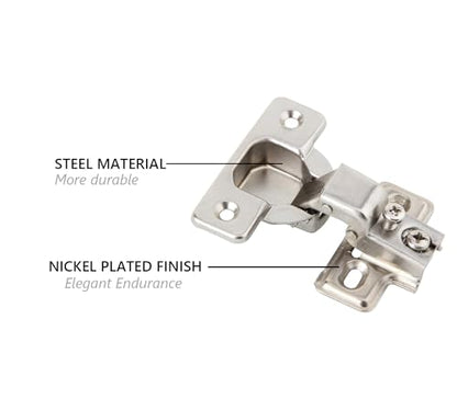 Silverline 1/2 inch Overlay Concealed Cabinet Hinges, Self-Closing Short Arm European Hinge for Face Frame Cabinets, 105Deg Opening, 35mm Cup, Screw-On Steel Hardware with Screws (10 Pack) - size: 10 Pack