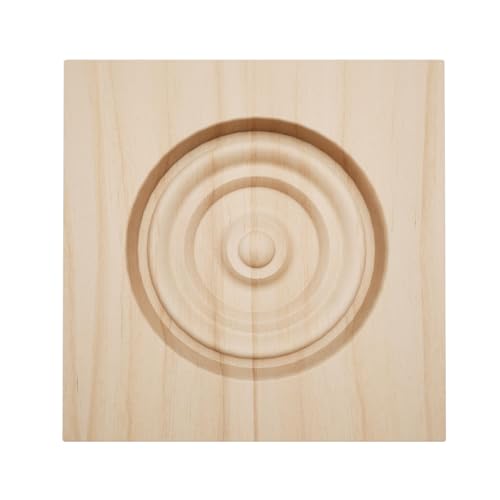 2 1/2" W x 2 1/2" H x 7/8" P Americraft Solid Hardwood Stain Grade Bullseye Rosette with Squared Edge, Alder - color: Alder, size: 2.5-in. W x 2.5-in. H