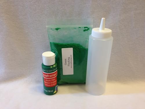 Fowl Flocker Flocking Kit 1oz Flock (Green) with 2 Ounce Color Matched Acrylic Paint/Adhesive and Applicator - color: Green