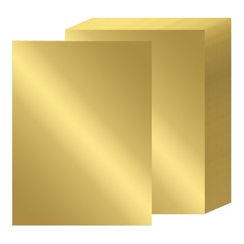 24 Sheets Gold Metallic Cardstock Paper 8.5 X 11", 92lb/250gsm Thick Paper Gold Foil Cardstock Shiny Mirror Glitter Paper for Crafts Scrapbook Card Making Invitations Party Decoration - color: Gold