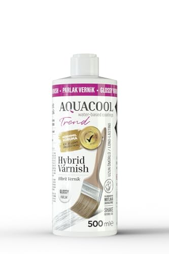Aquacool Trend Hybrid Varnish – Water-Based Clear Coat for Furniture, Cabinets, Wood & Painted Surfaces – Durable, Low-Odor, Easy to Apply – Clear top Coat 16.9 Fl Oz. (Glossy) - color: glossy