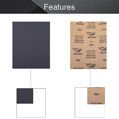 Utoolmart 320 Grits Sanding Sheets Wet Dry Silicon Carbide Sandpaper for Wood Furniture Metal Automotive Polishing 10pcs - color: 10pcs, size: 320 Grit