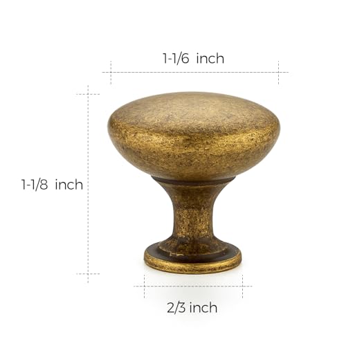 Ravinte Antique Brass Round Zinc Cabinet Knobs,1-1/6 Inch,30 Pack - color: Antique Brass