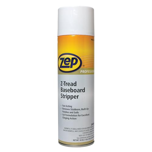 Zep Heavy-Duty Baseboard Stripper - 18 oz (Case of 12) - 1042099 - Contractor Grade Polsih Remover, Cleans errant Polish on Trim or Spot Stripping, Clinging Spray-On and Wipe-Off Formula