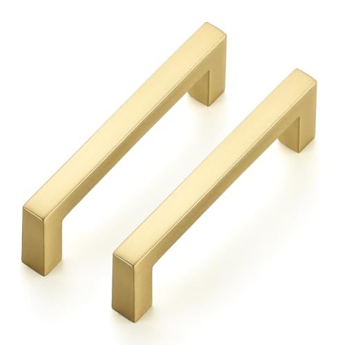 Ravinte Brushed Gold Cabinet Handles Solid Cabinet Pulls, 3 Inch CC, 5 Pack - color: Brushed Gold, size: Flat Black 3'' Hole Center