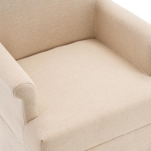Arm Dining Chair Fabric Long Skirt Slipcovered High Back Upholstered Dinner - color: Beige, size: 1 PC