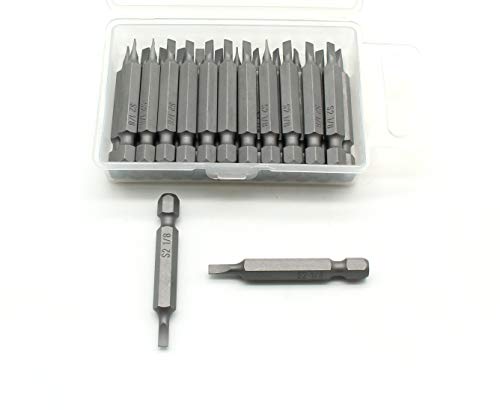 TEMO 25p 1/8" Flat Slotted 2" Long Screwdriver Insert Bit, Impact S2 Steel - size: 25p Slot 1/8" 50mmL(2"L)