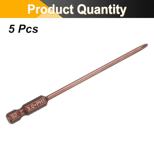 HARFINGTON 5pcs #1 Phillips Screwdriver Bit PH1 1/4" Hex Shank 4" (100mm) Long 0.12" Rod Magnetic Cross Head Drive Drill Bits S2 Steel Industrial Screw Driver Electric Power Tool, Brown - size: PH1 x 4" x 0.12"