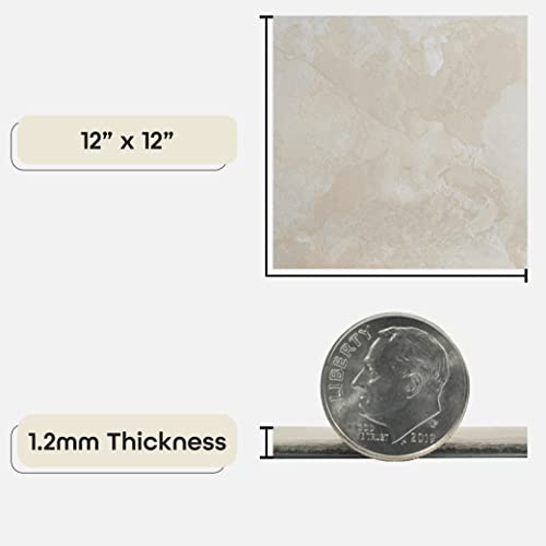 Nexus Peel & Stick Vinyl Floor Tiles, 20-Pack, 12 x 12 in, White - color: White Slate, style: Marble look