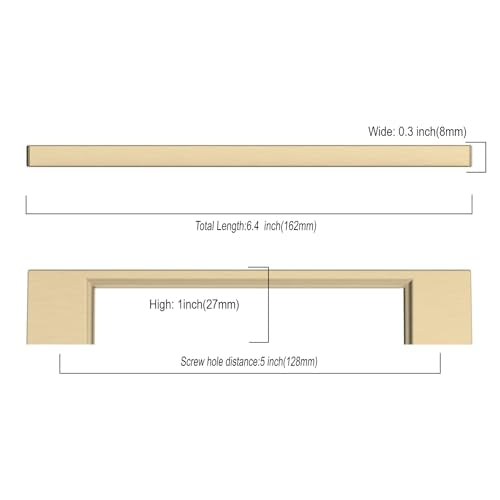9BUILD 10 Pack Brushed Brass Cabinet Pulls 5 Inch Kitchen Cabinet Handles, Cabinet Hardware for Cupboard Drawer Pulls - color: Brushed Brass, size: 5"/128MM Hole Center, style: 10 Pack