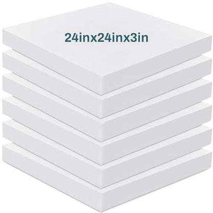Frienda 6 Pack 3 x 24 x 24 High Density Foam Cushion 2.2 Density, 50 Ild - size: 3" X 24" X 24"