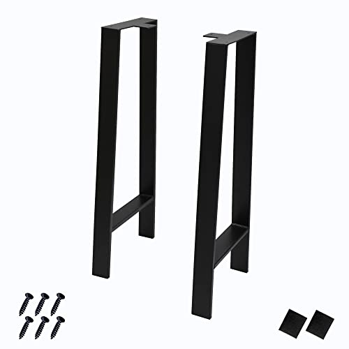 Heavy Duty Metal 32 inch H Table Legs Black DIY Iron Legs Industrial Square Tube Sturdy H Shape Furniture Legs for Coffee Computer Dinning Table Office Desk Legs 2 Pcs with Screws - size: 32"H