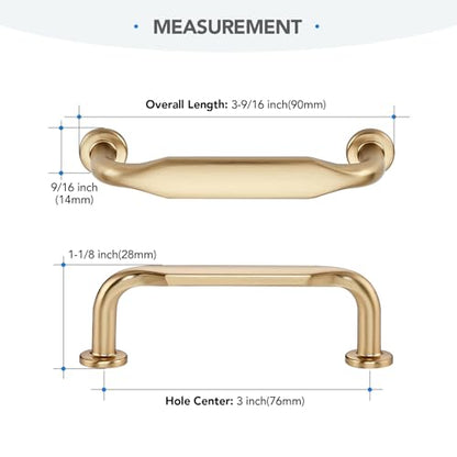 HOME EDIT Champagne Bronze Solid Cabinet Handles & Pulls 3 Inch 10 Pack - color: Champagne Bronze, size: 3 inches Hole Center