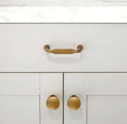10 Pack Antique Brass Cabinet Pulls 3 Inch(76mm) Kitchen Cabinet Handles Solid Zinc Alloy Cabinet Hardware Drawer Pulls - color: Antique Brass, size: 3" Hole Center